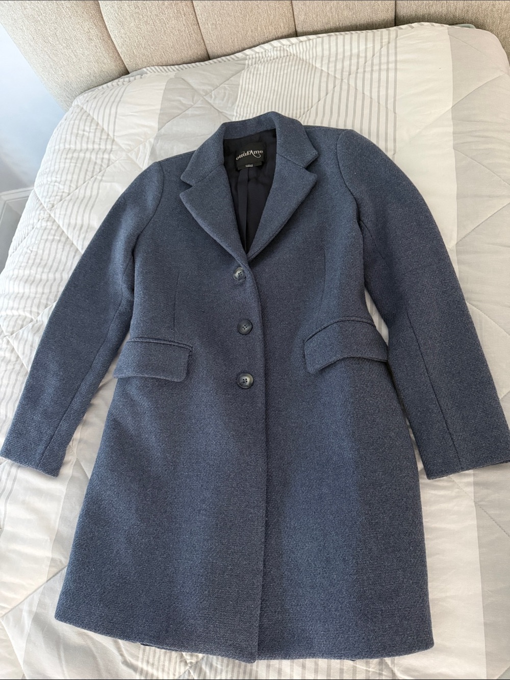 Navy single breasted pea coat